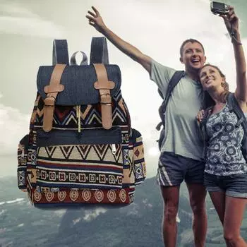 Женский холст Vintinge Рюкзак Этнический рюкзак Богемный рюкзак