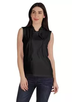 Женский худи без рукавов на шнурках Inkmeso, майка, футболка из простого джерси L чёрный