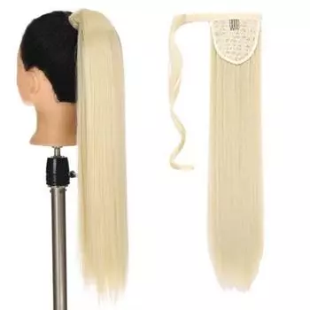 Женский хвостик, застежка для наращивания волос, натуральный высокотемпературный провод, длинный прямой высокий хвост, синтетический шиньон 65cm чёрный