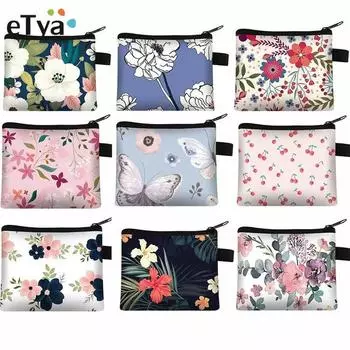 Женский и детский холщовый кошелек для монет с цветочным клетчатым принтом, сумка на молнии, маленький кошелек, детский женский ключ, держатель для карт, мини-сумка для денег, подарок