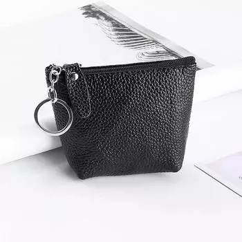 Женский и мужской кошелек из натуральной кожи на молнии, модный однотонный портативный кошелек для ключей, монет, держатель для карт, кошелек-органайзер, сумка зелёный