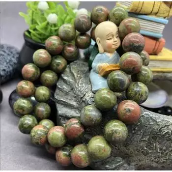 Женский и мужской натуральный драгоценный камень Unakite Манжета Браслет-браслет 6mm