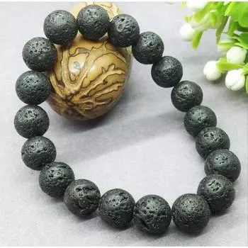 Женский и мужской натуральный драгоценный камень, черный камень, лава, манжета, браслет-браслет 6MM