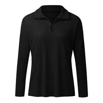 Женский И Зимний Повседневный Свободный Однотонный Сшивной Пуловер Вязаный Свитер Топ с Длинным Рукавом и Воротником-стойкой на Полумолнии XXXXL