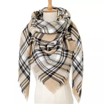 Женский и зимний рождественский модный теплый повседневный однотонный клетчатый длинный шарф One Size