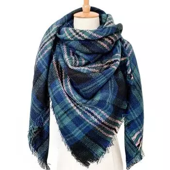 Женский и зимний рождественский модный теплый повседневный однотонный клетчатый длинный шарф One Size
