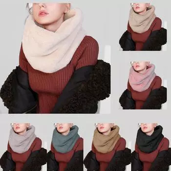 Женский и зимний теплый шарф, однотонный шарф из искусственного кашемира, пуловер One Size чёрный