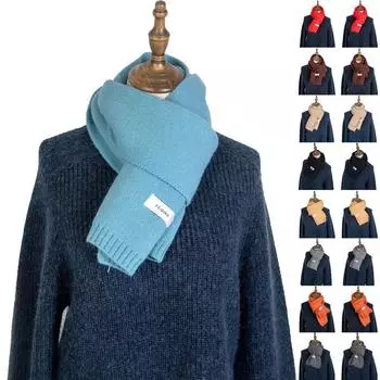 Женский и зимний вязаный однотонный шарф One Size чёрный