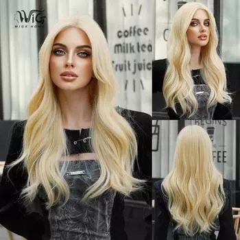 Женский имитационный парик 58 см, золотой парик, длинный вьющийся парик, Т-образный передний кружевной парик, головной убор, красивое украшение, парик канекалон 58cm 22.83 Inch золотой