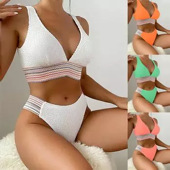 Женский индивидуальный однотонный сексуальный купальник бикини с разделенным телом и высокой талией L зелёный