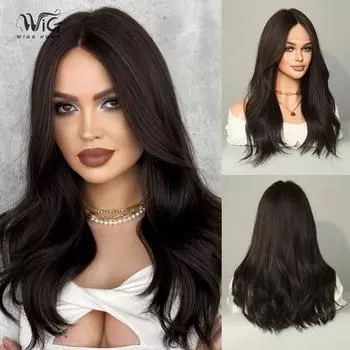 Женский искусственный парик 52 см, длинные завитые волосы, Т-образный передний кружевной парик, головные уборы, красивое украшение, парик канекалон 52cm 20inch коричневый