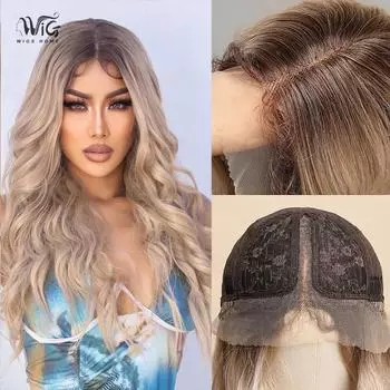 Женский искусственный парик, 66 см, платиновый парик, длинный кудрявый парик, Т-образный передний кружевной парик, красивое украшение, парик канекалон 66cm