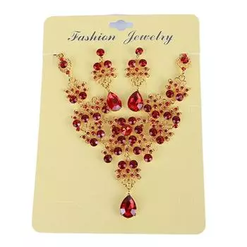 Женский изысканный дизайн, элегантный ювелирный подарок, свадебные серьги, регулируемый кулон, комплект ожерелья One Size красный