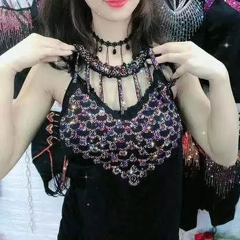 Женский камзол со стразами, сексуальный эластичный модный красочный узор, осенне-зимний теплый универсальный жилет высокого качества, новый M белый