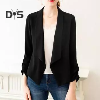 Женский кардиган, блейзер, однотонный, с длинными рукавами и открытыми лацканами, деловой стиль, мягкое дышащее тонкое женское пальто 4XL белый