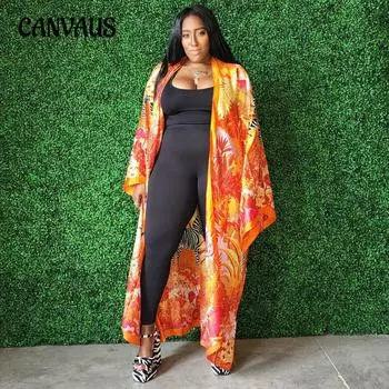 Женский кардиган больших размеров, имитация шелка, модный повседневный кардиган с несколькими принтами One Size золотой