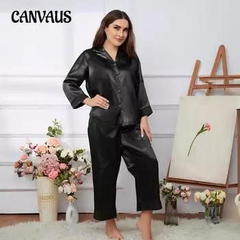 Женский кардиган больших размеров с длинным рукавом, брюки, домашнее платье, пижамный комплект 1XL чёрный