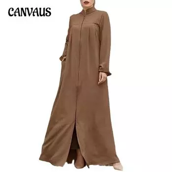 Женский кардиган большого размера с воротником-стойкой и застежкой-молнией, свободное однотонное платье S чёрный