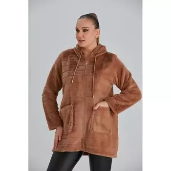 Женский кардиган Fierte больших размеров Rg9778 с плюшевой подкладкой и застежкой-молнией