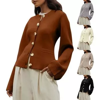 Женский кардиган Kate, свитера, повседневный, с длинным рукавом, с открытой передней частью, на пуговицах, МОДНЫЙ КАРДИГАН С ШИРОКИМ РУКАВОМ L бежевый