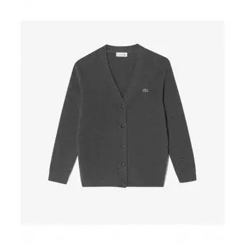 Женский кардиган LACOSTE с V-образным вырезом из флиса [угольно-серый] 034