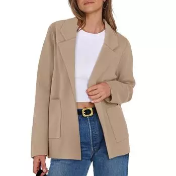 Женский кардиган, массивная негабаритная женская куртка с открытой передней частью, осенняя верхняя одежда, пальто M бежевый