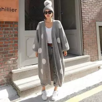 Женский кардиган на День святого Валентина, одежда с вышивкой в виде сердца и V-образным вырезом, однобортный свитер с длинными рукавами, топы, уличная одежда One Size чёрный