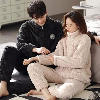 Женский кардиган на осень и зиму для влюбленных, утепленный фланелевой пижамой, мужской коралловый бархат, можно носить вне домашнего костюма M