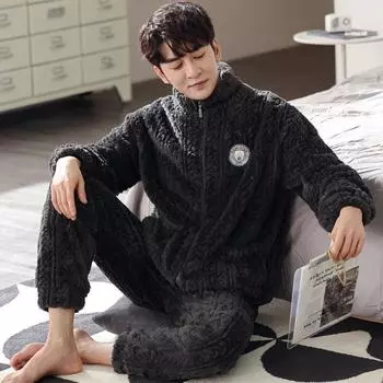 Женский кардиган на осень и зиму для влюбленных, утепленный фланелевой пижамой, мужской коралловый бархат, можно носить вне домашнего костюма M