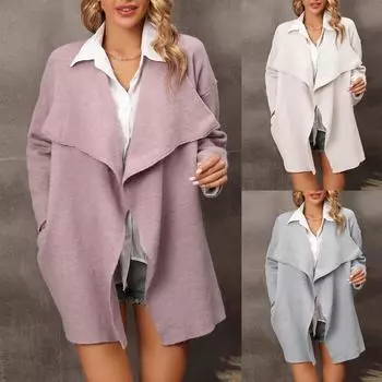 Женский кардиган, однотонный длинный индивидуальный свитер нестандартной формы, куртка M бежевый