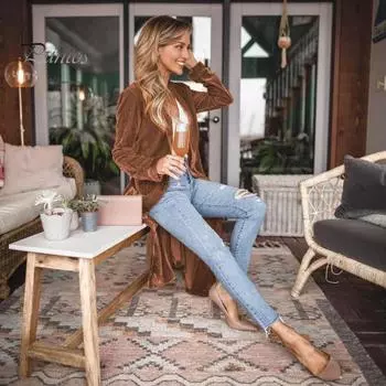 Женский кардиган, пальто с лацканами, длинный рукав, открытая передняя часть, золотистая бархатная ткань, куртка, однотонная, средней длины, верхняя одежда M темно-зеленого