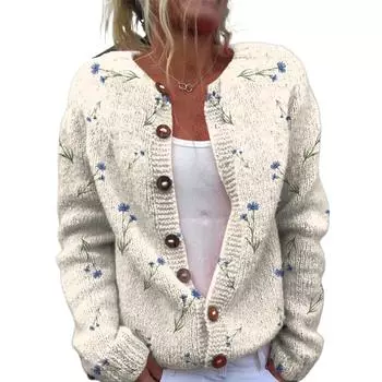 Женский кардиган с 3D-цифровой печатью, вязаный свитер S