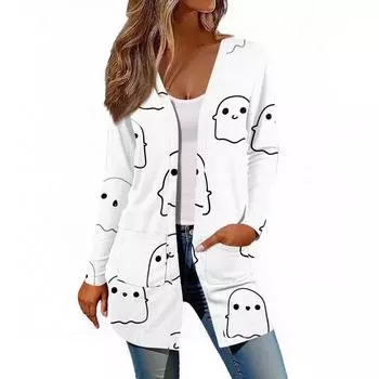 Женский кардиган с длинным рукавом, повседневная куртка с карманами, топ S бежевый