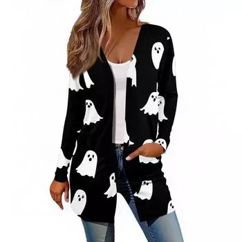 Женский кардиган с длинным рукавом, повседневная куртка с карманами, топ XL