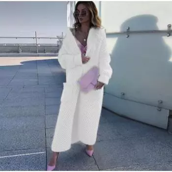 Женский кардиган с длинным рукавом, свитер, повседневная мода, отложной воротник, женские пальто для поездок на работу, осень-весна S белый