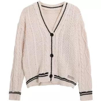 Женский кардиган с длинными рукавами и открытой передней частью, повседневный легкий вязаный свитер, пальто бежевого цвета XL бежевый