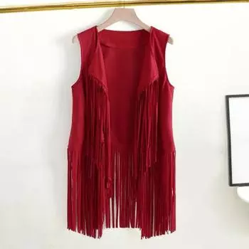 Женский кардиган с кисточками и бахромой, однотонный, с открытой строчкой, винтажный ковбойский костюм в стиле вестерн, косплей, хиппи, без рукавов, сценическое представление, ролевая игра, женский жилет 2XL хаки