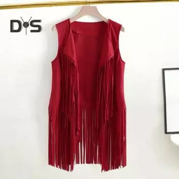 Женский кардиган с кисточками и бахромой, однотонный, с открытой строчкой, винтажный ковбойский костюм в стиле вестерн, косплей, хиппи, без рукавов, сценическое представление, ролевая игра, женский жилет 3XL хаки