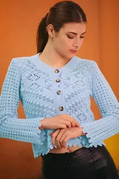 Женский кардиган с короткими отверстиями и длинными рукавами