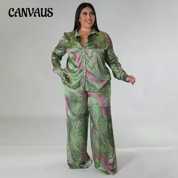 Женский кардиган с принтом больших размеров, свободные брюки с длинным рукавом, модный повседневный костюм с принтом L зелёный
