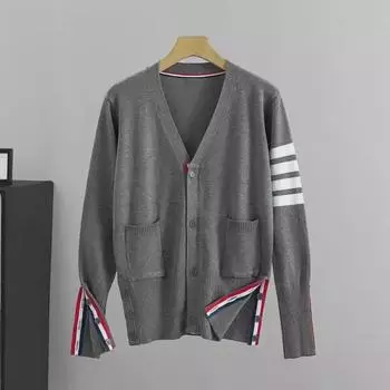 Женский кардиган с V-образным вырезом - красная вязка, короткий фасон на весну/осень S розовый