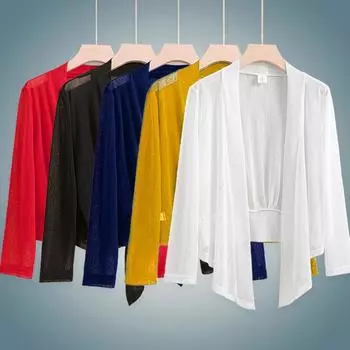 Женский кардиган с защитой от солнца, блузка с длинными рукавами на шнуровке, женская шаль, пальто, куртка, свободная легкая легкая 2X белый