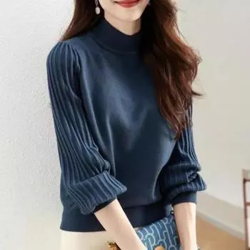 Женский кардиган с застежкой-молнией и высоким воротом, теплая зимняя куртка с длинным рукавом, свободный крой, толстые вязаные свитера S чёрный