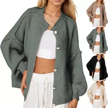 Женский кардиган свитер одежда открытый спереди косичка вязка оверсайз зимняя верхняя одежда верхняя одежда S