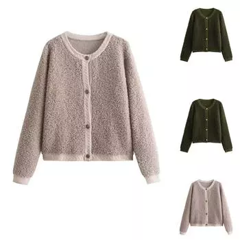 Женский кардиган свитер осенняя одежда открытый перед косичка вязка оверсайз зимняя верхняя одежда верхняя одежда L бежевый