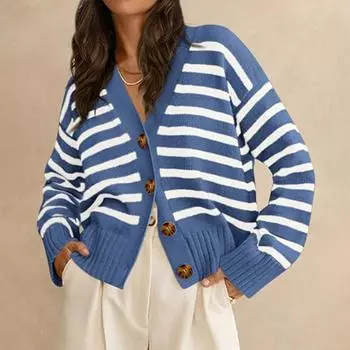 Женский кардиган свитер осенняя одежда открытый перед косичка вязка оверсайз зимняя верхняя одежда верхняя одежда M синий