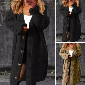 Женский кардиган, свитер, пуговицы, удобный одноцветный вязаный свитер, пальто L света кофе