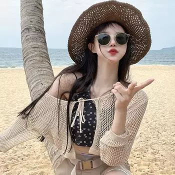 Женский кардиган V Шея Кружева Выдолбленный Повседневный Сладкий Лето