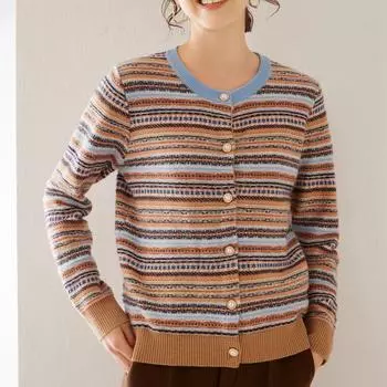 Женский кашемировый кардиган Qinghe cashmere 100% кашемир женский осенне-зимний кашемировый пуловер мягкий и теплый M коричневый