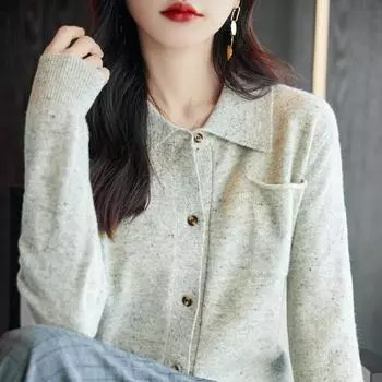 Женский кашемировый кардиган Qinghe кашемир 30% кашемир 70% шерсть женский осенне-зимний кашемировый кардиган мягкий и теплый